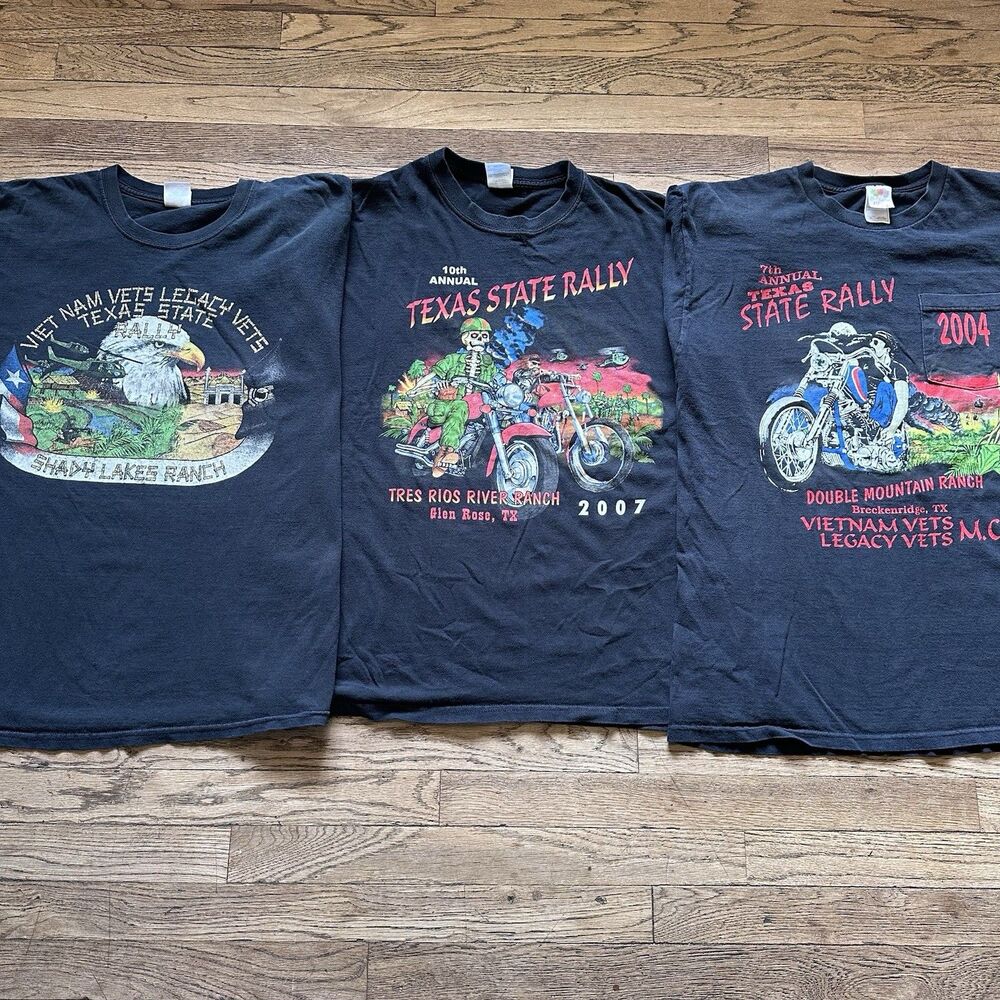 Vintage Vietnam Vet T Shirt All XL Lot Of 3 Biker Military Black Shirts